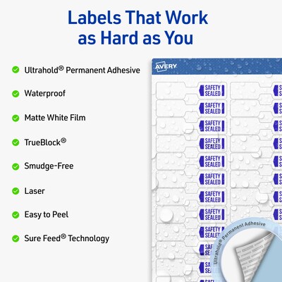 Avery Barbell Laser Multipurpose Labels, 0.5 x 2.5, White, 2250/Box (19479399158)