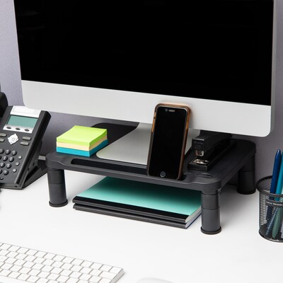 Mind Reader Adjustable Monitor Stand, Black, 2/Pack (2SMPLMON-BLK)