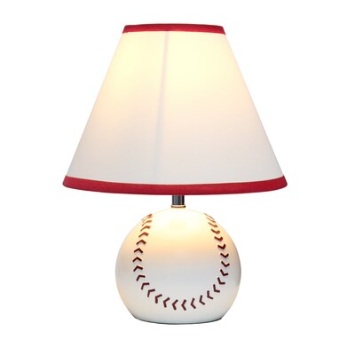 Simple Designs SportsLite 11.5" Tall Athletic Sports Baseball Base Ceramic Bedside Table Desk Lamp (LT1080-BSB)