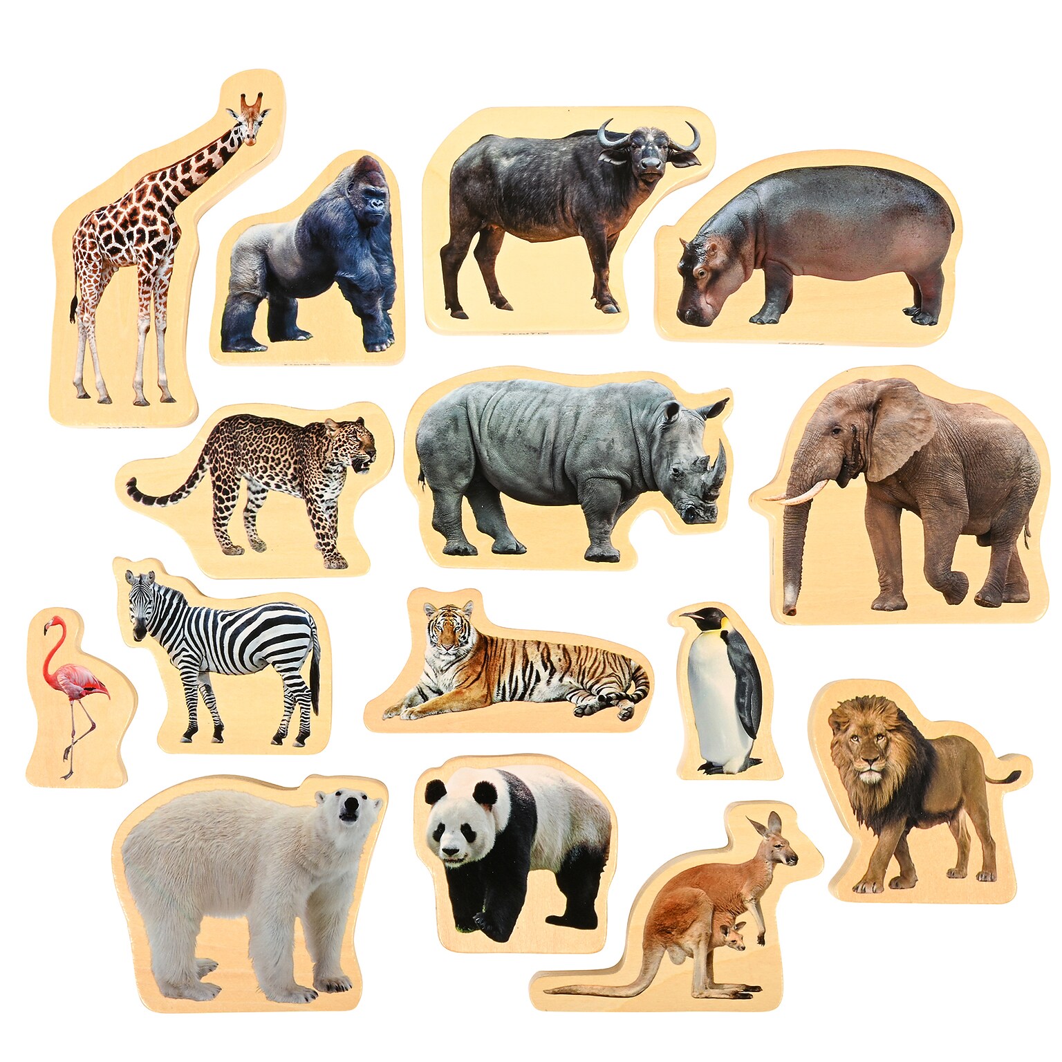 TickiT Wooden Wild Animal Blocks, Multicolored, 15 Pieces/Set (CTU73572)