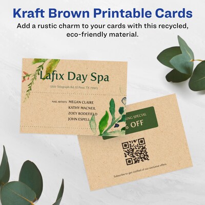 Avery Business Cards, 2.5 x 3.5, Matte Kraft Brown, 300/Box (95272)