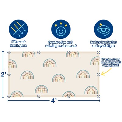 Teacher Created Resources Calming Covers Ceiling Light Filters, 2' x 4', Modern Rainbow, 4/Pack (TCR20142)
