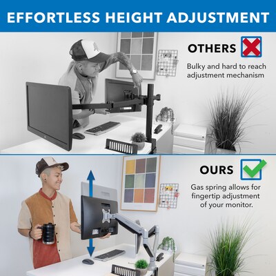 Mount-lt! Adjustable Dual Monitor Arm Mount, Up To 32", Silver (MI-1772)