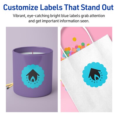 Avery Scalloped Decorative Edge Multipurpose Labels, 2.5" Dia., Bright Blue, 720/Box (94516)