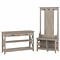 Bush Furniture Key West Entryway Storage Set with Hall Tree, Shoe Bench, and Console Table, Washed G
