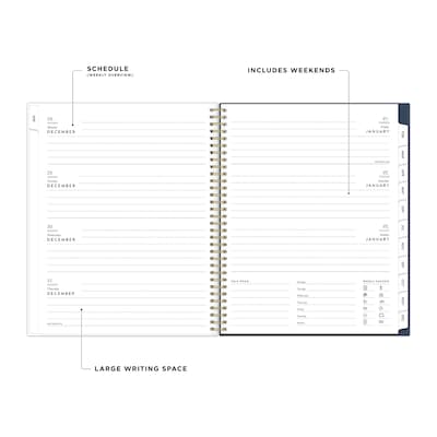 2027 Blue Sky Bespoke Letterpress Cranes In Flight 8.5" x 11" Calendar Year Weekly & Monthly Standard Planner, Plastic Cover