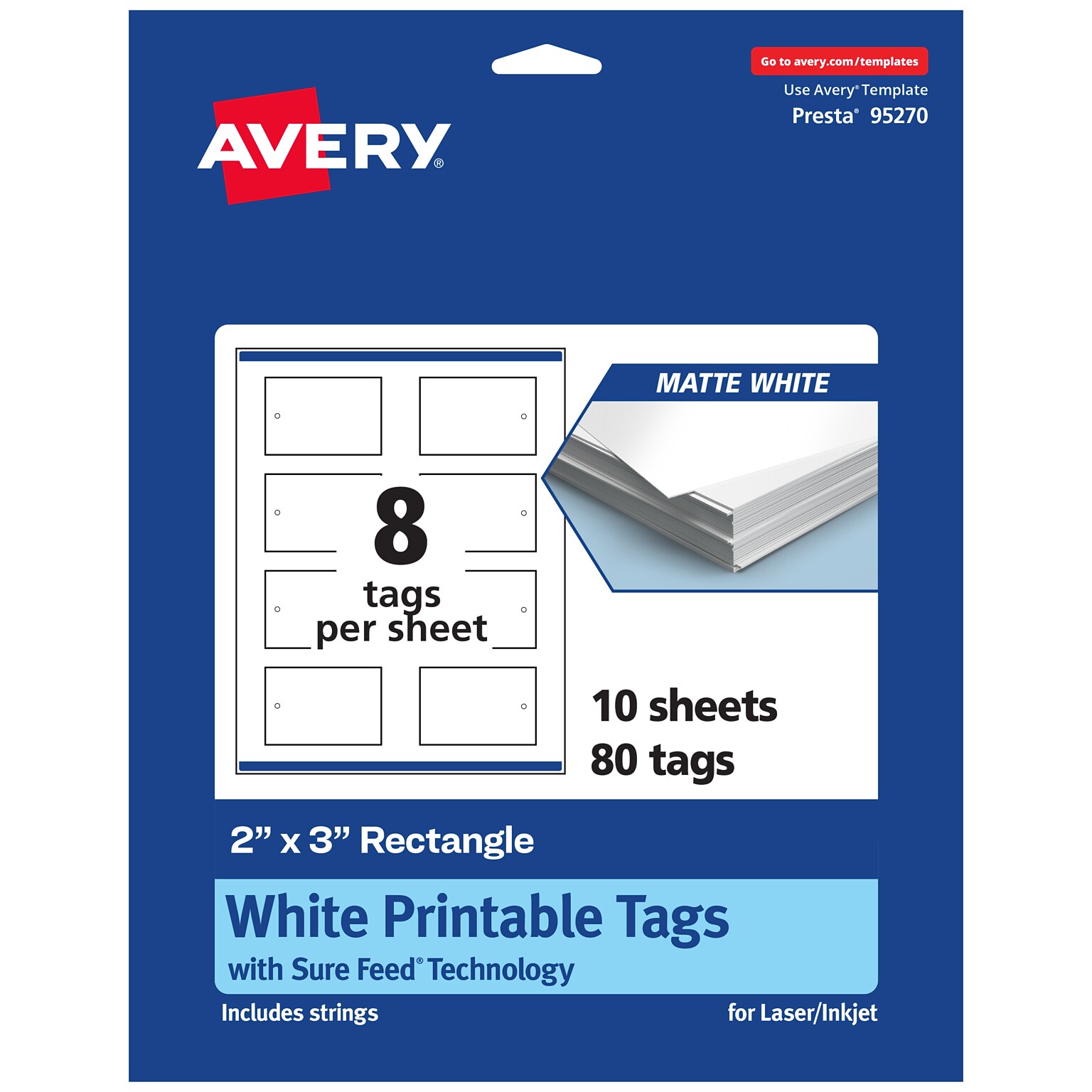 Avery 3 Blank Pricing & Merchandise Tags, Matte White, 80/Pack (19479393258)