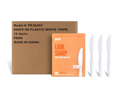 Perk™ Polystyrene Knife, Heavy-Weight, White, 1000/Carton (PK56403CT)