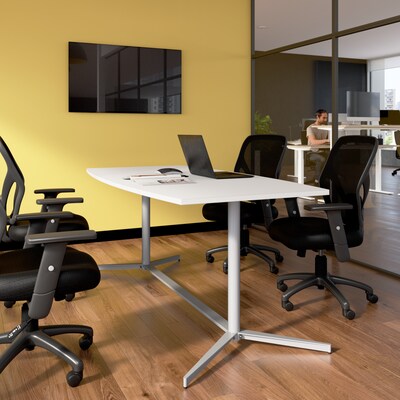 Bush Business Furniture 72W x 36D Boat Shaped Conference Table, White (99TBM72WHSVK)