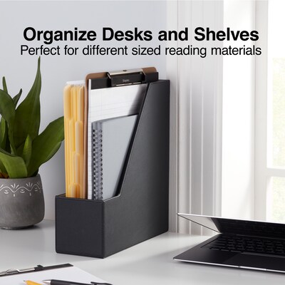 Quill® Magazine File, Faux Leather, Black