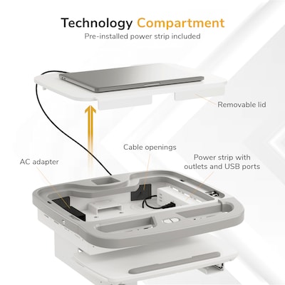Mount-It! MedHub Powered Mobile Medical Cart Workstation with Motorized Height Adjustment & Elora Power Kit (MI-16058)