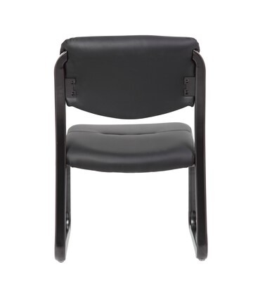 Boss Armless Leather Sled Base Side Chair, Black (B9539)