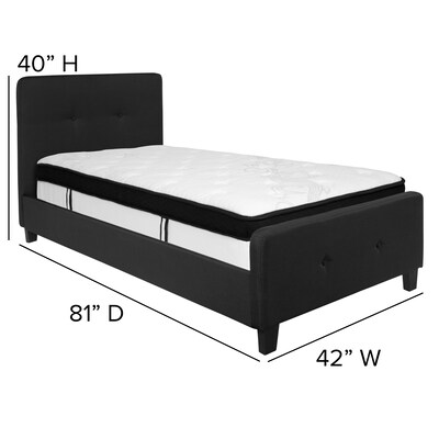 Flash Furniture Tribeca Tufted Upholstered Platform Bed in Black Fabric with Memory Foam Mattress, Twin (HGBMF21)