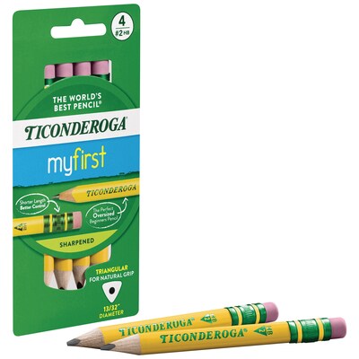 Ticonderoga My First Short Wooden Pencil, #2 Soft Lead, 4 Pencils/Pack, 3/Packs (DIX33004-3)