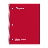 TRU RED™ 1-Subject Notebooks, 8 x 10.5, Wide Ruled, 70 Sheets, Assorted Colors, 6/Pack (TR11667)