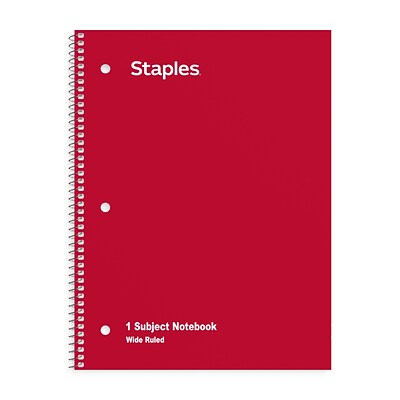 TRU RED™ 1-Subject Notebooks, 8 x 10.5, Wide Ruled, 70 Sheets, Assorted Colors, 6/Pack (TR11667)