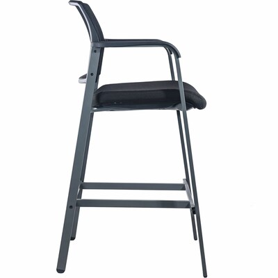 Lorell Contemporary Fabric Full Back Industrial/Shop Stool, Black/Gray (LLR30954)