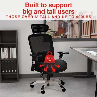 Staples Hyken XL Ergonomic Fabric Swivel Big & Tall Chair, Black (ST63145)