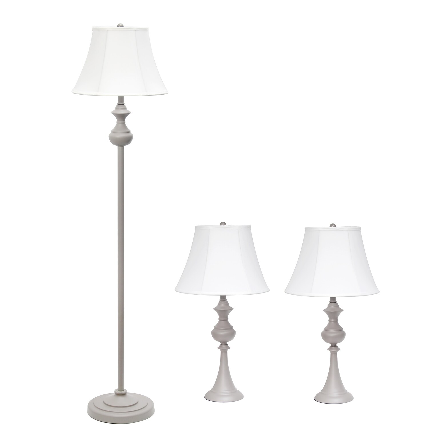 Lalia Home Perennial 60/26 Gray Three-Piece Floor/Table Lamp Set with Bell Shades (LHS-1007-GY)