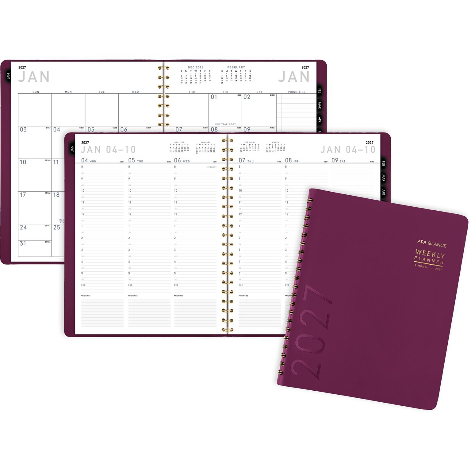 2027 AT-A-GLANCE Contemporary 8.25 x 11 Weekly & Monthly Planner, Faux Leather Cover, Purple (70-940X-14-27)