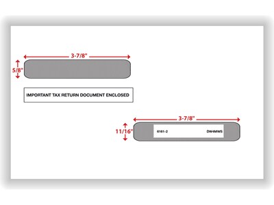 ComplyRight Self Seal 1099-R Tax Double-Window Envelope, 5.63" x 9", White, 100/Pack (DW4MWS)