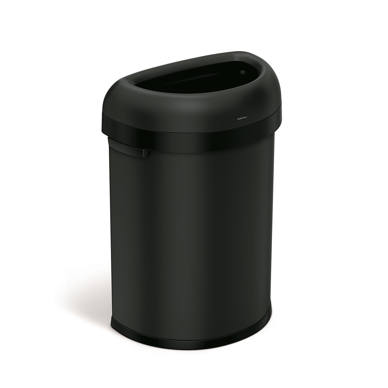 simplehuman 80L Semi-Round Can, Matte Black Heavy-Gauge Steel, Indoor Trash Can with Open Lid, 21 Gallon (CW1495)