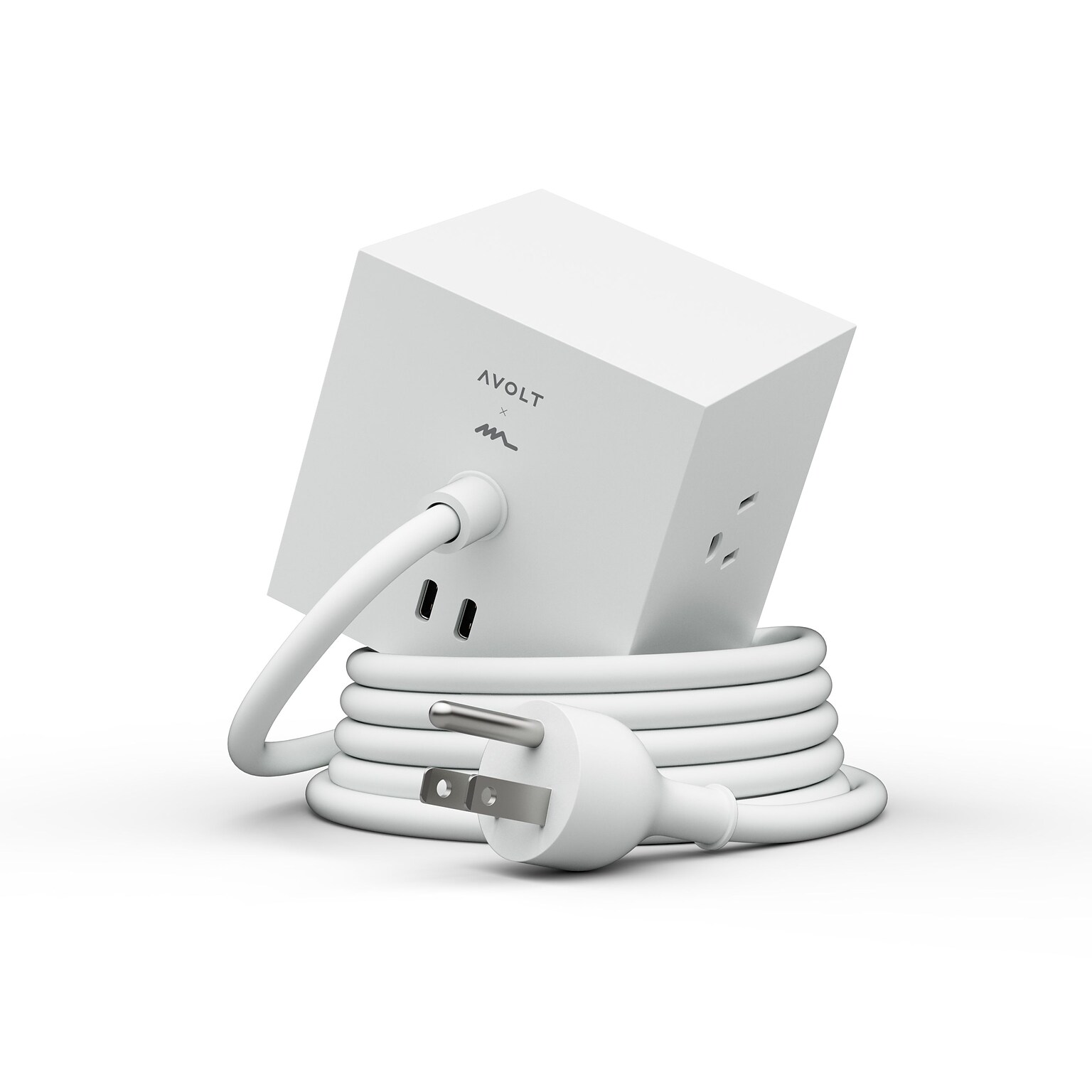 AVOLT Square 1 5.9 3-Outlet Power Extender with USB-C, Opal White (SQ1-NABC30-18WH)