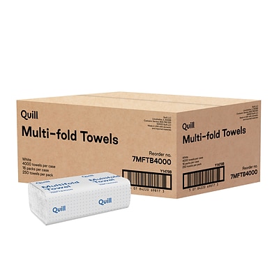 Quill Brand Multi-Fold Paper Towels, 1-Ply, 250 Sheets/Pack, 16 Packs/Carton (1470)