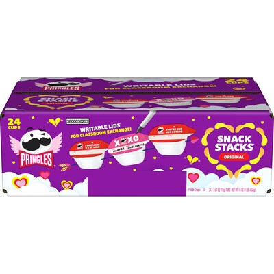 Pringles Valentines Snack Stacks Original Crisps, 16 oz., 24/Box (KEE30253)