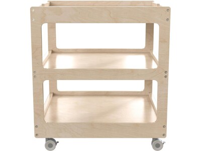 Flash Furniture Bright Beginnings Mobile 2-Section Storage Cart, 26.5"H x 23.5"W x 23.5"D, Brown (MK-ME14795-GG)