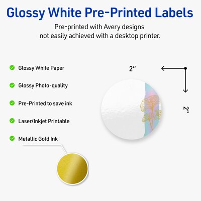 Avery Laser/Inkjet Circle Multipurpose Labels, 2 Dia., White, 120/Pack (S00-EVF)