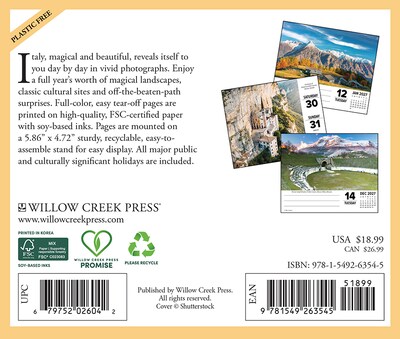 2027 Willow Creek Italy 5.4 x 6.2 Day-to-Day Calendar (63545)