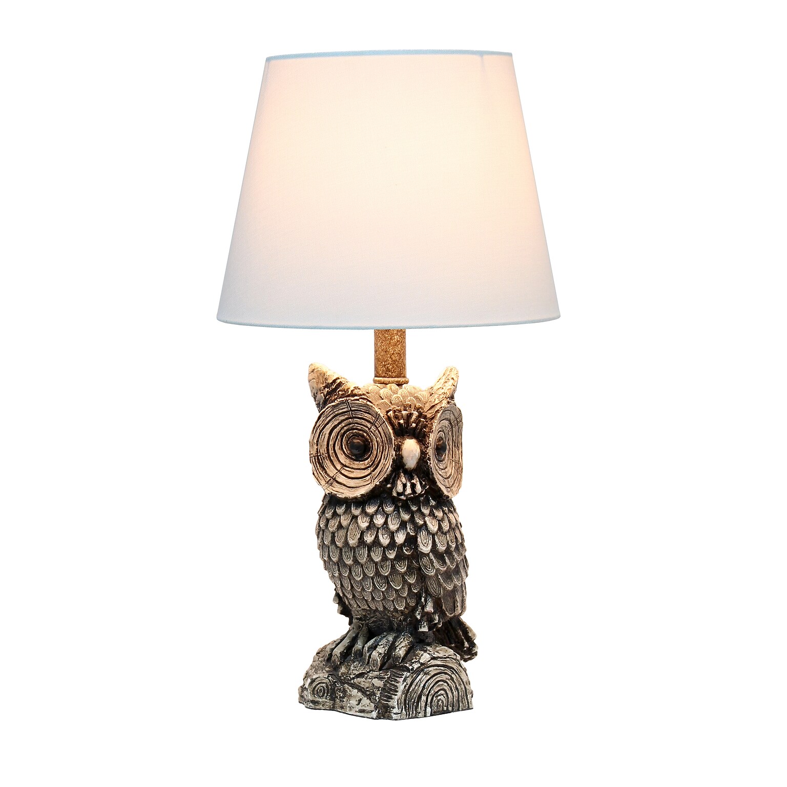 Simple Designs Woodland 19.85 Tall Contemporary Gazing Brown and White Night Owl Novelty Bedside Desk Lamp, White (LT2098-WHT)