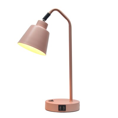 Simple Designs Sleek Essentials LED Desk Lamp, 16, with USB Ports, Blush Pink (LD1071-BPK)