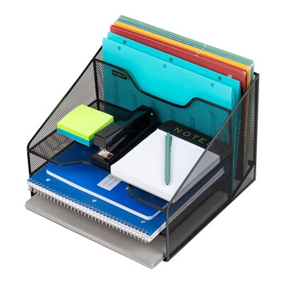 Mind Reader Metal Desk Organizer Letter Tray, Black, 2/Pack (2MESHBOX5-BLK)