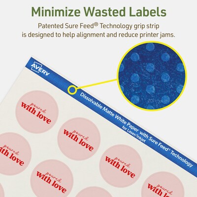 Avery Dissolvable Circle Multipurpose Labels, 1-5/8" Dia., Off-white, 500/Pack (94507)