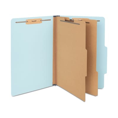 Staples Pressboard Classification Folder, 2-Dividers, 2.5 Expansion, Legal Size, Light Blue, 20/Box