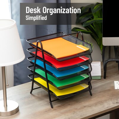 Mind Reader Metal Mesh Front Loading Stackable Letter Tray, Letter/Legal Size, Black (2CSTACK2-BLK)