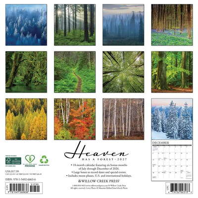 2027 Willow Creek Heaven Has a Forest 12 x 12 Monthly Wall Calendar (60636)