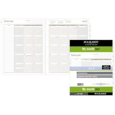 2027 AT-A-GLANCE 8.5 x 11 Monthly Planner Refill Pages, White/Brown (491-685-27)