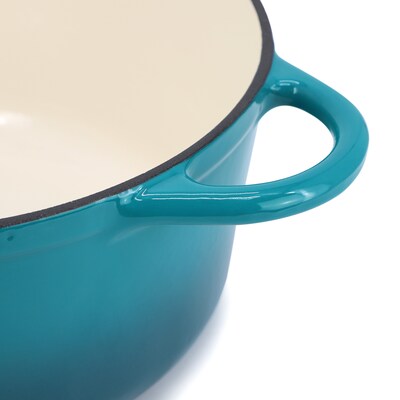 MegaChef Cast Iron 6.35 Qt. Dutch Oven, Teal (935122263M)
