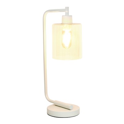 Creekwood Home Vintage Vantage 18.8 Minimalist Industrial Curved Arm Desk Lamp w/ Clear Glass Shade