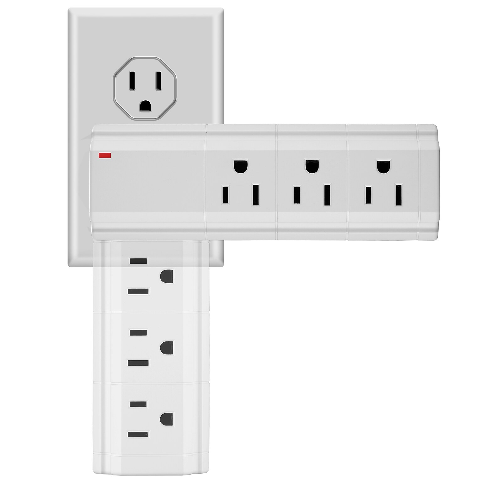 LAX Multi-Charging 9-Outlet Tower Surge Protector with 2 USB Ports, White