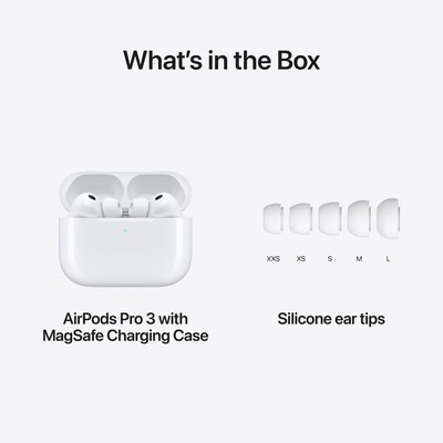 Apple AirPods Pro 3 Wireless Active Noise Canceling Earbuds, Bluetooth, White  (MFHP4LL/A)