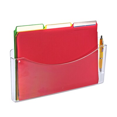 Azar Single-Pocket Plastic Mountable Wall File, Letter Size, Clear, 2/Pack (250000-2PK)