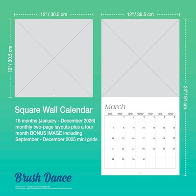 2026 Brush Dance Simplicity 12" x 12" Monthly Wall Calendar (9798330705627)