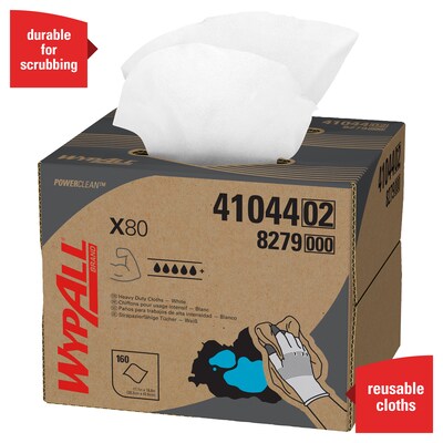 WypAll X80 HydroKnit Wipers, White, 160/Carton (41044)