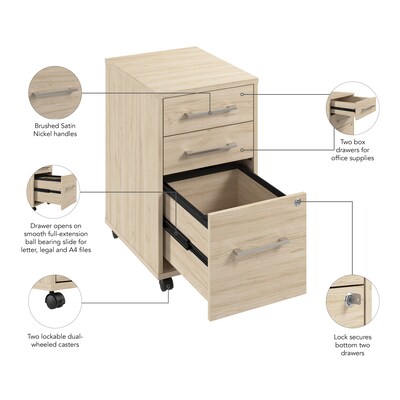 Bush Business Furniture Hustle 3 Drawer Mobile File Cabinet, Natural Elm (HUF116NE)