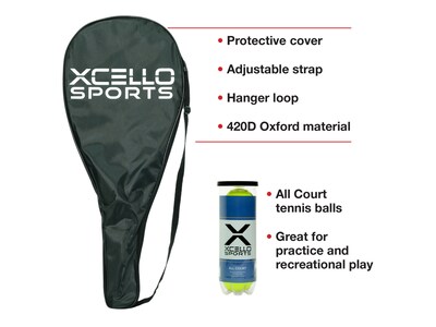 Xcello Sports 2-Player Aluminum Tennis Racket Set, Multicolor (XS-T-RS-27)