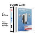 Staples® Better 4 3 Ring View Binder with D-Rings, White (27923)